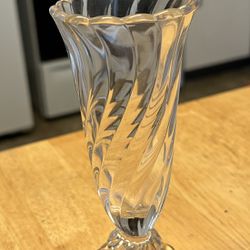Vintage Fostoria Colony Small Clear Glass Swirl Design Bud Vase 