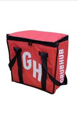 Grubhub Insulated Food Delivery Tote Bag Red Black Hot Cold Thermal Carrier Large