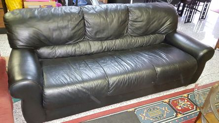 Corinthian Black Leather Sofa