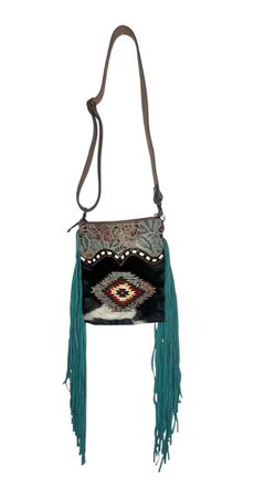 Myra western crossbody leather bag with fringe NWT