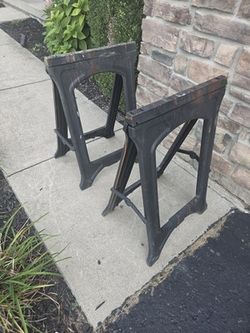 Pair Black Folding Plastic Sawhorses Ruler Markings Local Pickup, Findlay OH