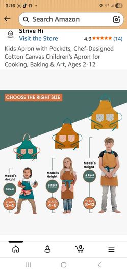 New kids Apron with pockets 4to8yr