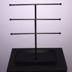 Metal Jewelry Organizer with Ring Tray, Black