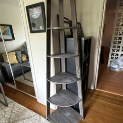 Monarch Specialties Corner Accent Etagere, 72"H, Dark Taupe