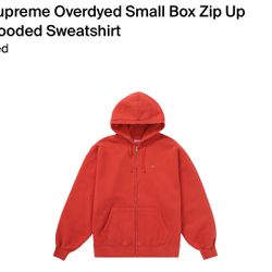 Red Supreme Overdyed Small Box Zip Up Hooded Sweatshirt