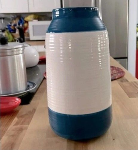 NEW Ceramic BLUE AND WHITE VASE 11" X 4"