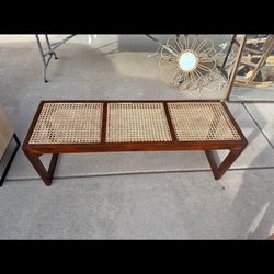 Mid century Modern Vintage Cane Bench Shelf 