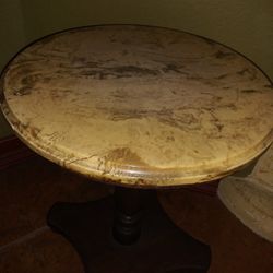 Vintage Marble Top End/ Side Table.17" H X 14" Dia