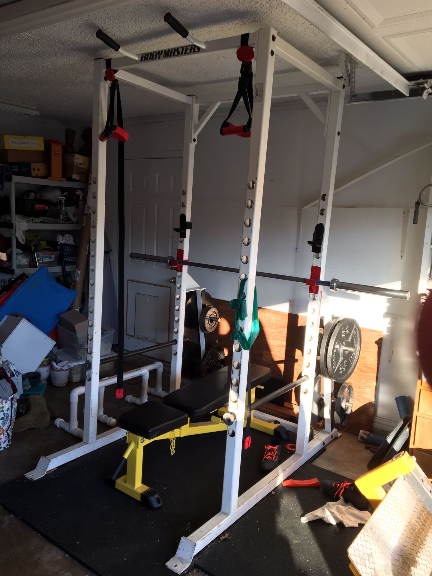 Bodymasters Commercial Power Rack with integrated plate storage