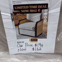  New In Box Spring wood Cabe Swivel Accent Chair, Charcoal , 