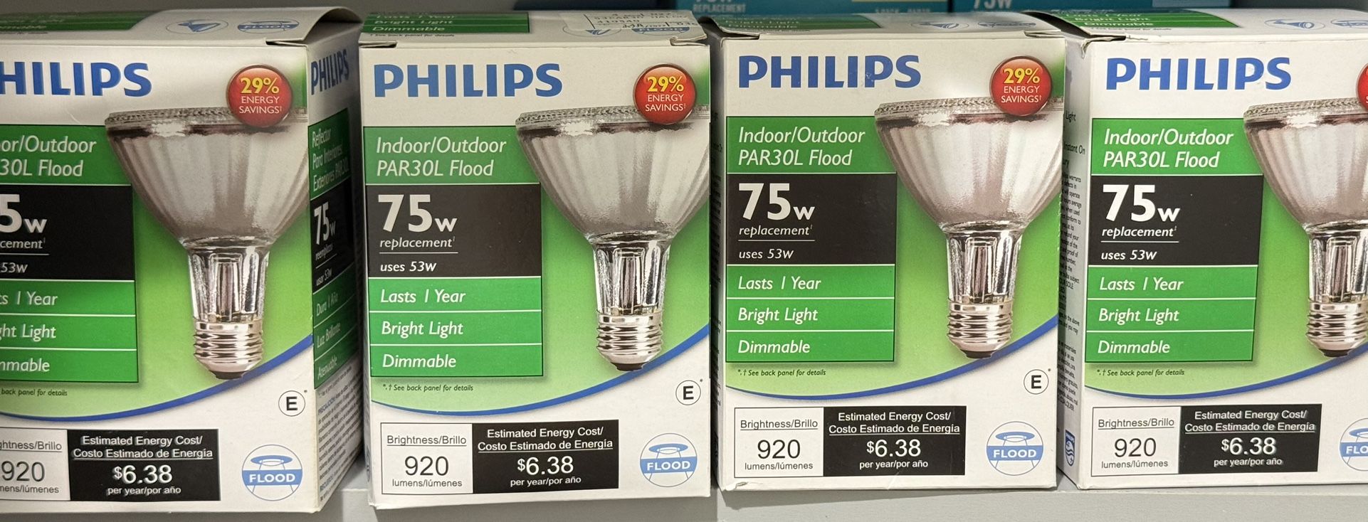 💡 4x Philips Indoor/Outdoor PAR30L Flood + 2x EcoSmart 75W LED Bulbs – Bright Light!