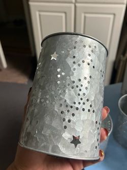 4 Galvanized Metal Star Cutout Lantern