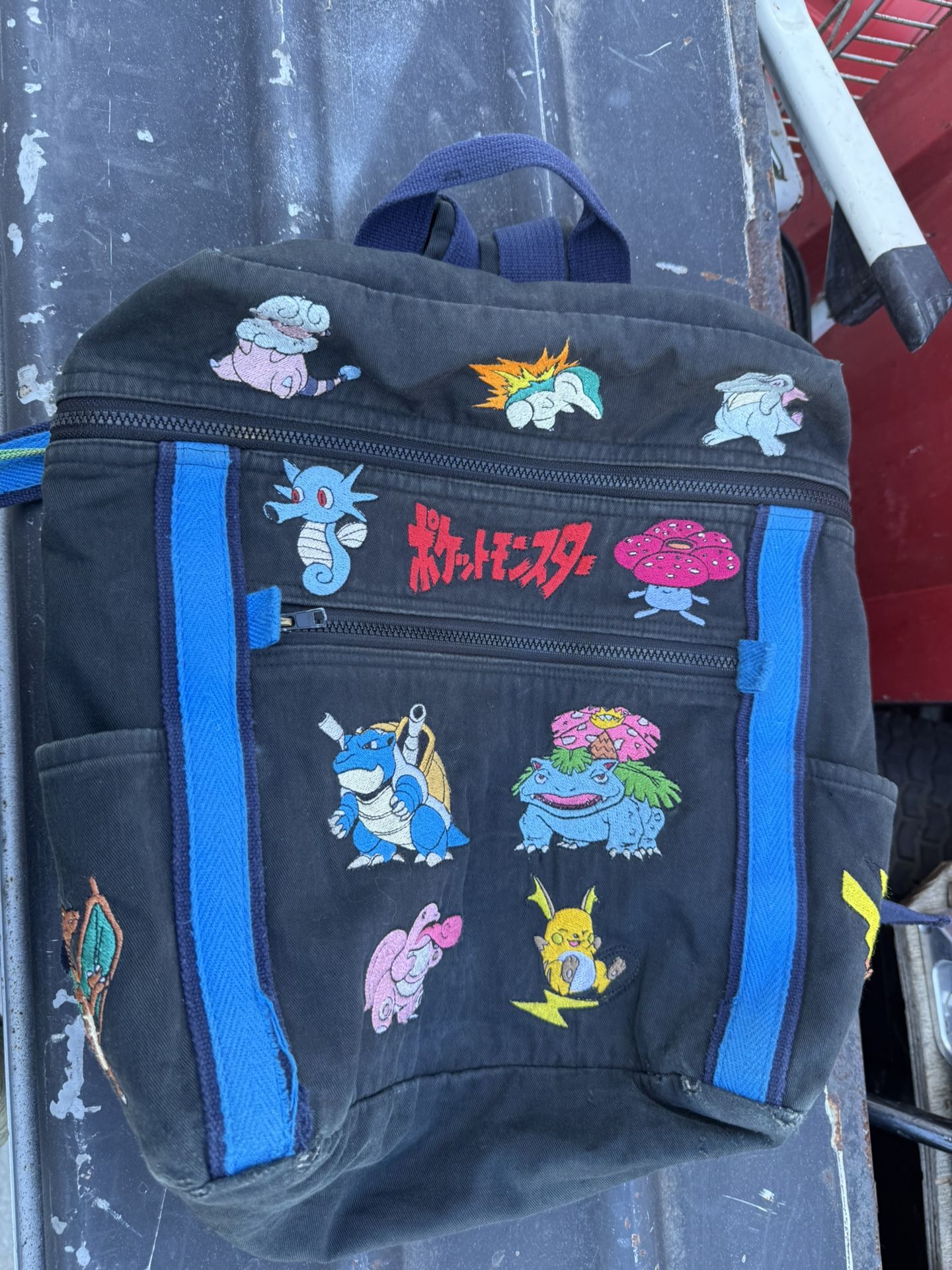 Pokemon Vintage Japanese Back Pack All Characters Embroider