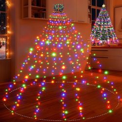 New-Christmas Tree Lights 396LED 10 Lines Christmas Lights for Tree 8 Lightting Modes for 6ft-10ft Christmas Tree, UL Certified Waterproof Indoor Outd