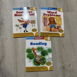 3 NEW Kumon Grade 5 Workbooks Study Guides