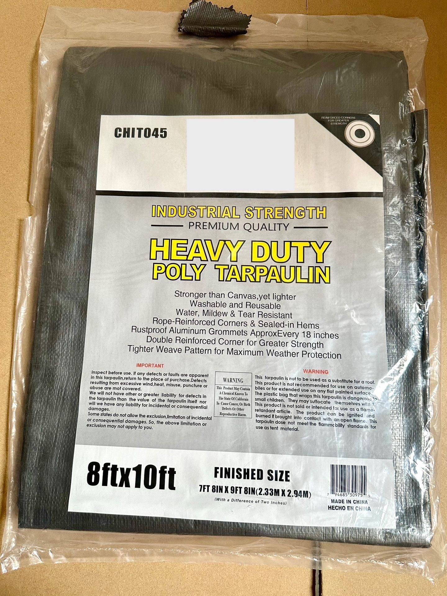 Heavy Duty Waterproof Poly Tarp 8 ft x 10 ft – Outdoor Cover