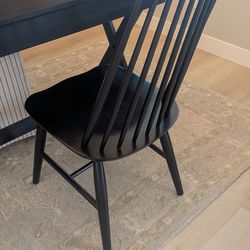 Set of 4 Black Wood Dining Chairs