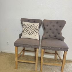 Set Of 2 Upholstered Bar Stools