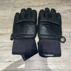 Hestra Fall Line Alpine Pro Black Leather 5 Finger Ski Gloves Men’s Size 7