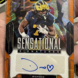 2025 Panini Prizm Draft Picks Donovan Edwards Orange Wave Auto Michigan /75