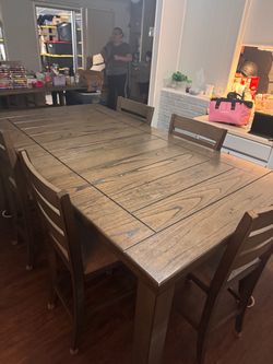 Wood Dining Table with 5 Chairs