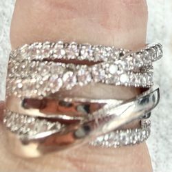 Lab Created Diamonds And Sterling Ring Size 6 1/2