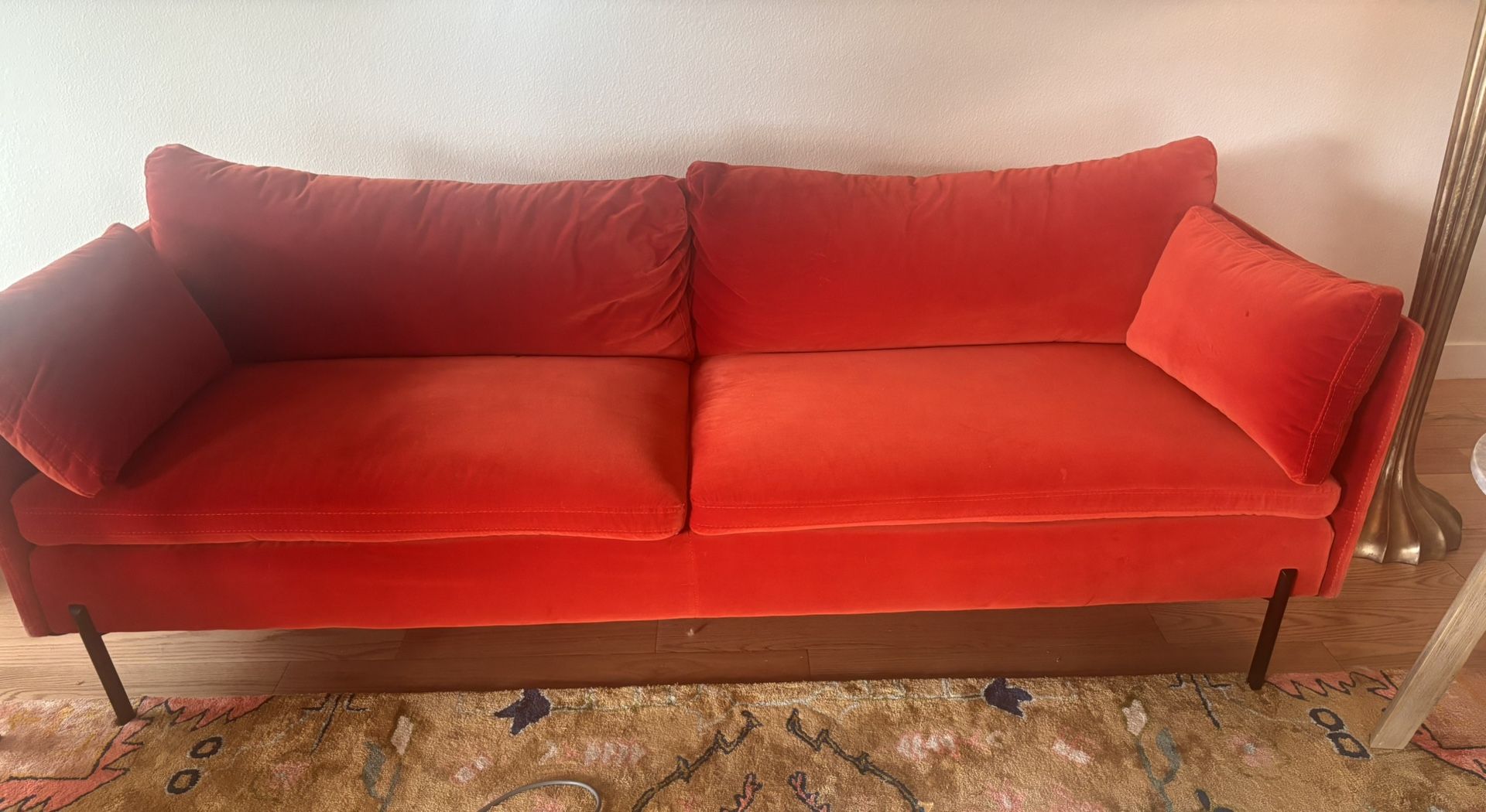 Beautiful Red Velvet Vintage Couch