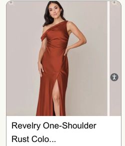 Revelry Satin one shoulder bridesmaid dress