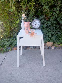 White Metal Side Table Nightstand
