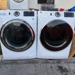 GE 2022 Washer and Dryer Set—28 inches, with a 4.8 cubic foot capacity.