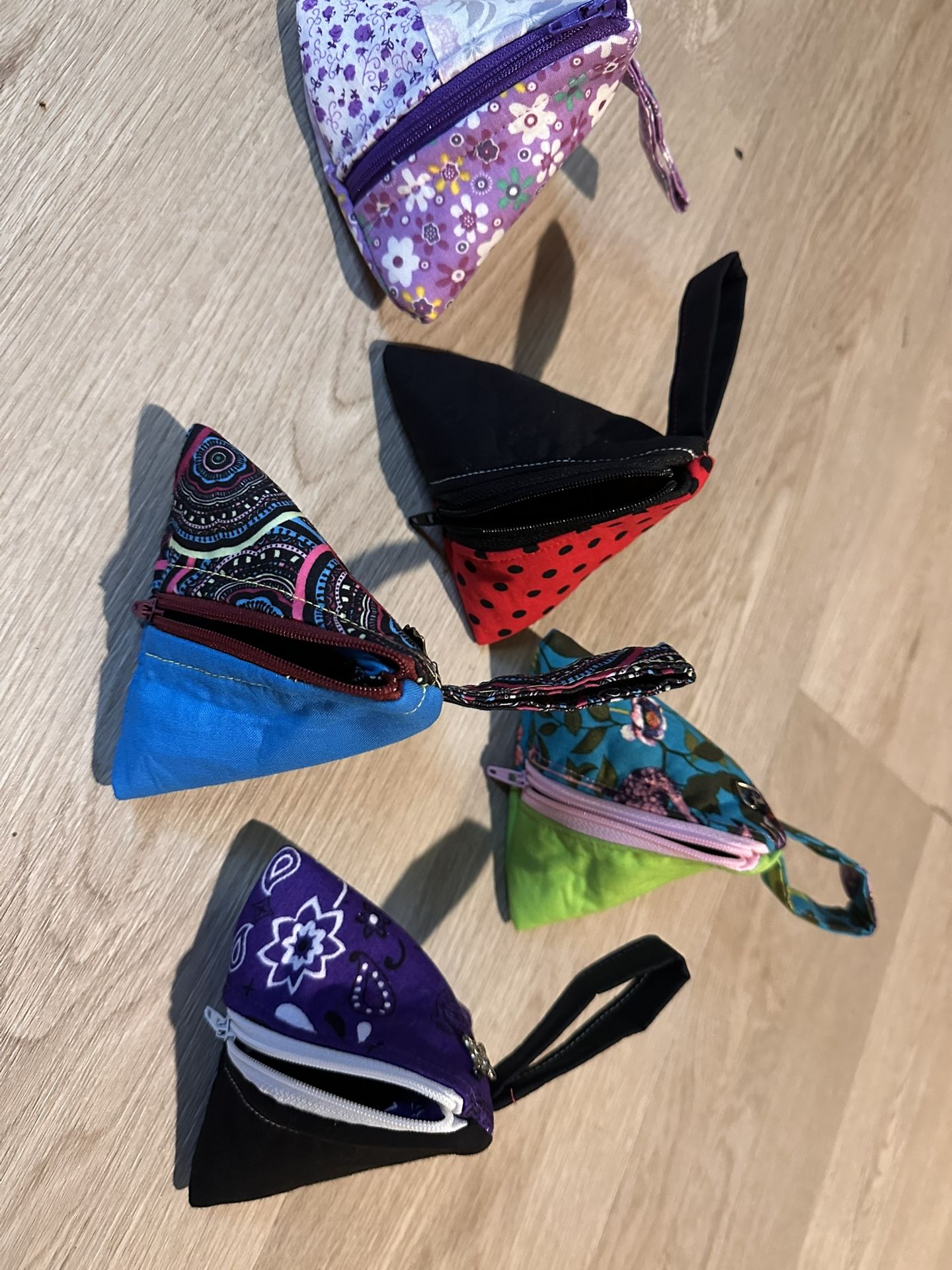 Cute Little 5 Inch Triangle Pouches, Sold Together(5)