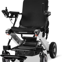 Careboda Intelligent Lightweight Foldable Electric Wheelchair, 15.5 Miles Range All Terrain Comfortable Motorized Wheelchair, 2x180W Powerful Motor, A