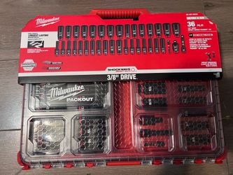 Milwaukee SHOCKWAVE Impact-Duty 3/8 in. Drive Metric and SAE Deep Well Impact PACKOUT Socket Set (36-Piece)