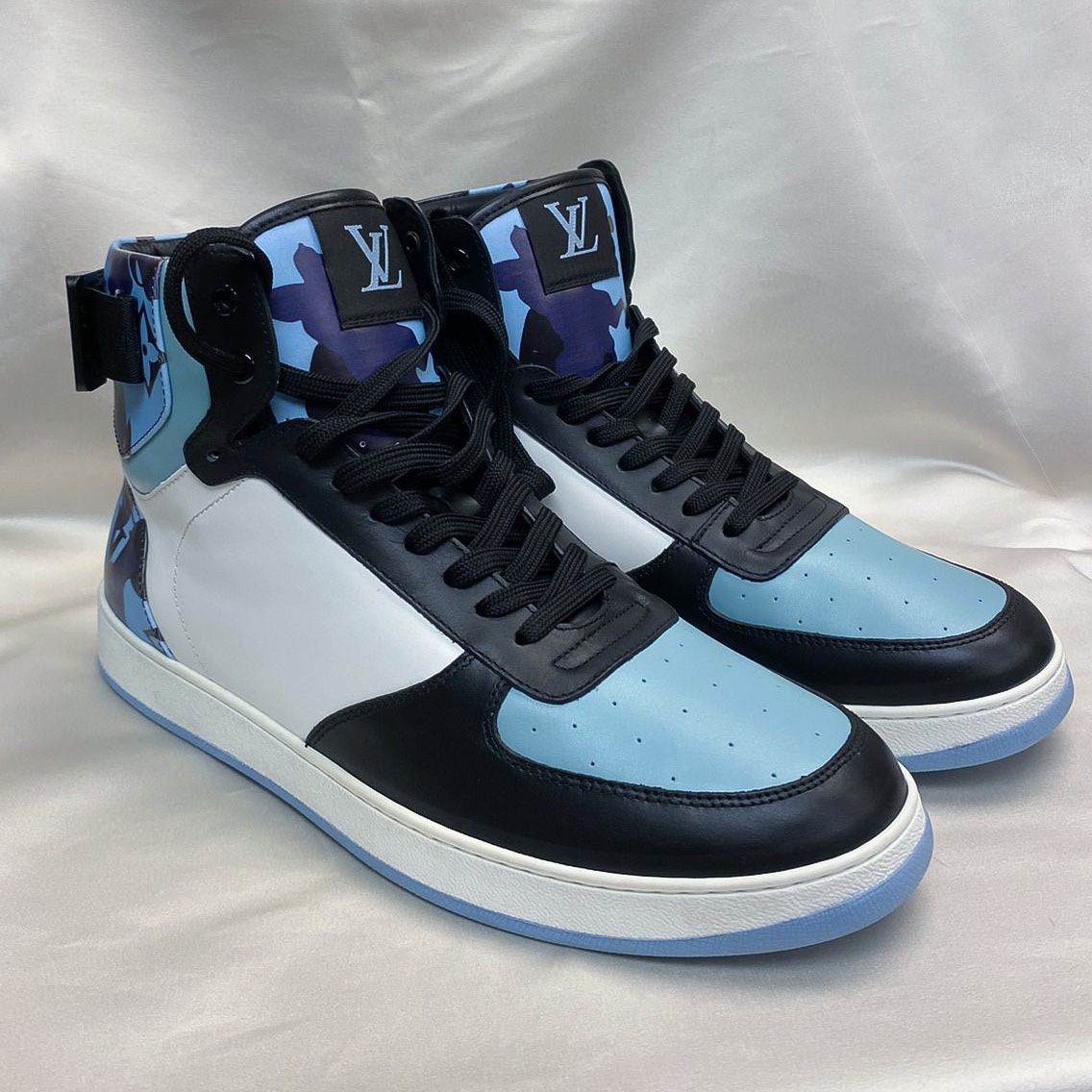 LV Limited Edition Blue Rivoli High Top Sneakers In Box Size 10