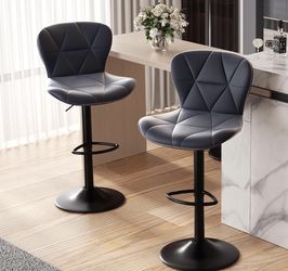 2 Adjustable Gray Barstools