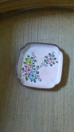 Pink enamel ashtray