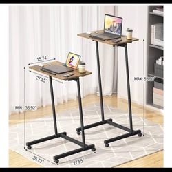 Adjustable Desk For Walking Pad Brown Oak - Adjusts Height And Has Wheels