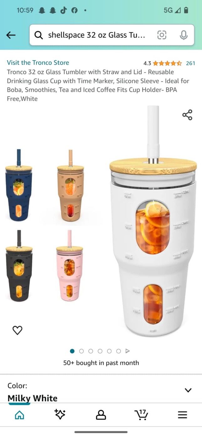 Vepudi tronco 36 oz Glass Tumbler with Straw and Lid with Marker and Measurement Scale,Reusable Iced Coffee Tumbler with Silicone Sleeve, Glass Boba S