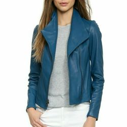 VINCE Women's Moto Leather Scuba Jacket MSRP $995