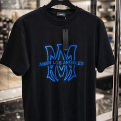 Amiri Black Tshirts - Blue Letters 💥small And Medium Only