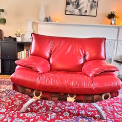 4 Piece Red Leather Sofa Set 