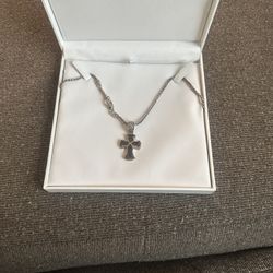 Effy NY Sterling Silver And Gold Black Sapphire Cross Necklace 