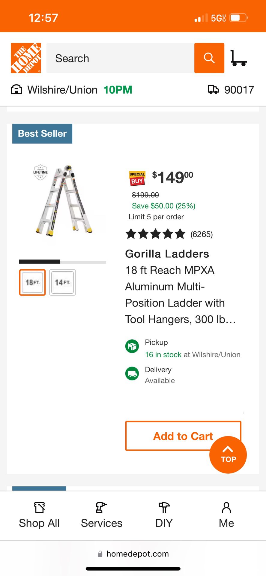 Gorilla Ladder 18 ‘