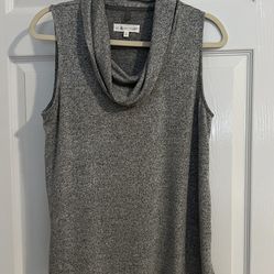 Lou & Grey M Sleeveless Cowl Neck Knit Tunic Top Tank Marbled Gray Stretch Soft!  Super super soft.   Marbled or heather gray  Measurements are approx