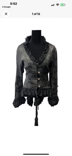 New heart& Roses Steampunk Jacket Tail Black Women US 10 UK 14 Gothic Cosplay