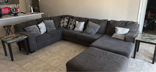 Large Gray Sectional Sofa with Ottoman