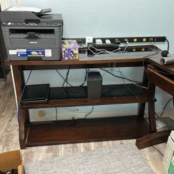 Big Wood & Glass 2 Piece Desk - Make An Offer