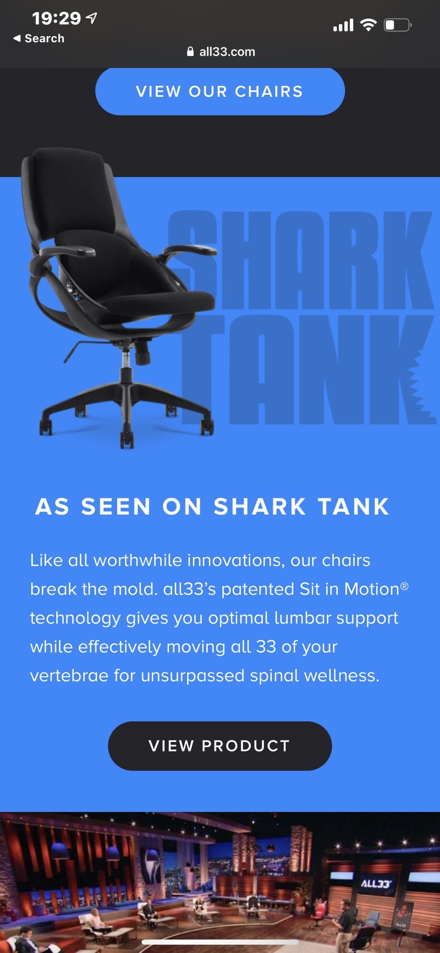 As Seen On shark Tank- All33 Back strong office Chair  Excellent Condition   