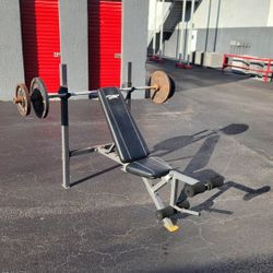 COMBO HomeGym: Weights 35x2+25x2 Plus Bar 6ft plus pair Collars + Reclynable Bench 