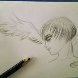 ANGEL SKETCH HAND DRAWN ON PAPER UNFRAMED SMALL